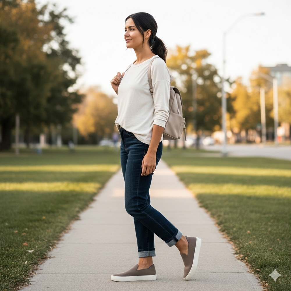 Rothy's The Original Slip-On Women's Sneakers in Latte - Picture 12 of 15